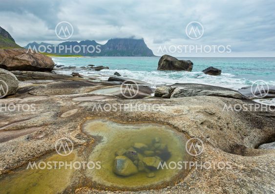 Haukland beach summer view, Norway, Lofoten