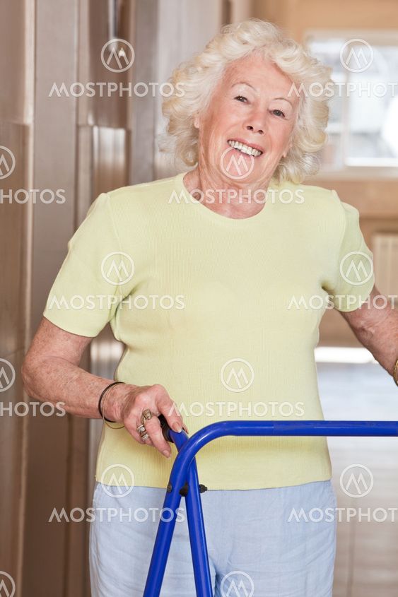 Elderly Woman with Zimmer Frame