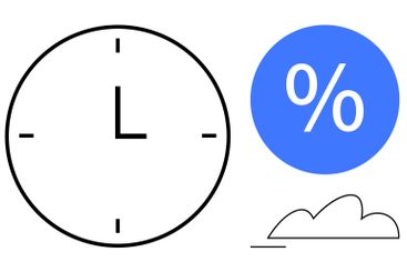 Time Management Concept with Clock, Percentage Icon, and...