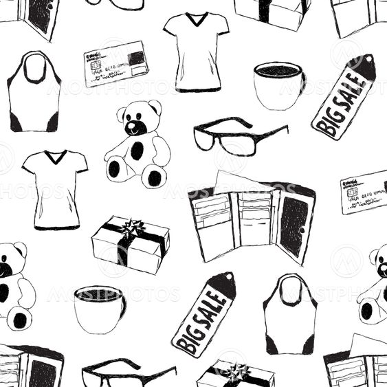doodle seamless pattern with shopping theme