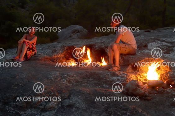 Love couple and fire
