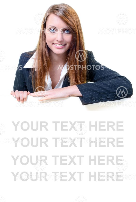 Young businesswoman holding blank message board