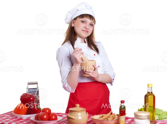 attractive woman cooking