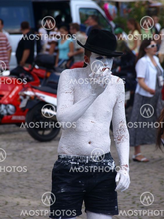 Street actor on Old Market Place in Kazimierz Dolny, Poland