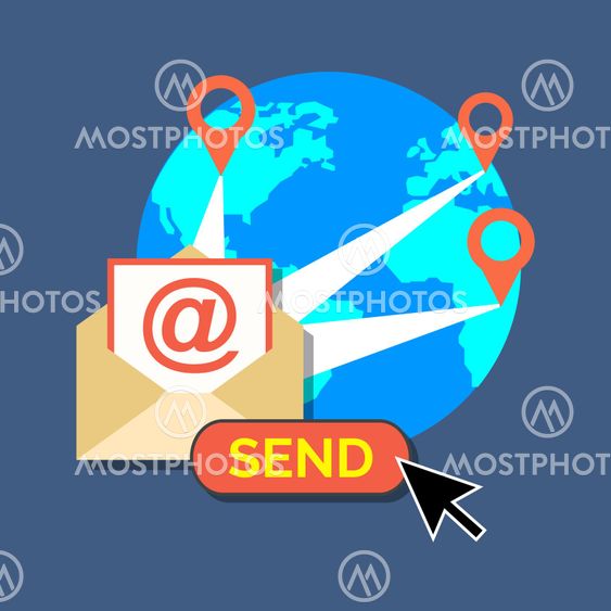 E-mail marketing, newsletter concept. Flat design stylish.