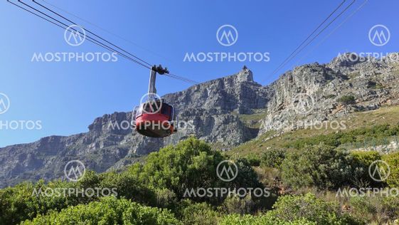 The funicular ascends Table Mountain in Cape Town