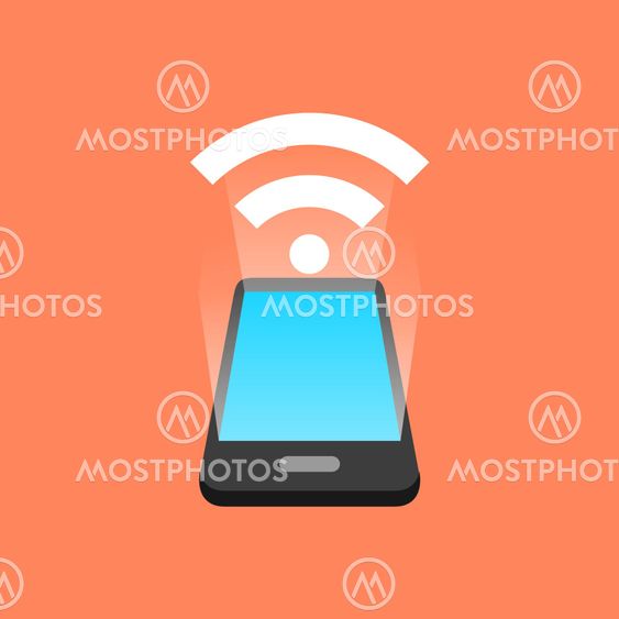 Smartphone signal concept. Isometric design.