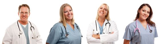 Set of Smiling Male and Female Doctors or Nurses