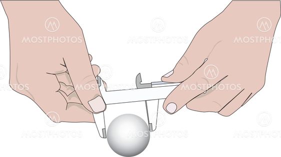 Hands and vernier caliper