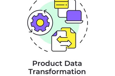 Product data transformation multi color concept icon
