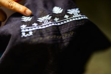 Closeup of H'mong traditional clothing