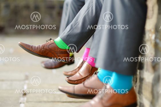 Colorful socks of groomsmen