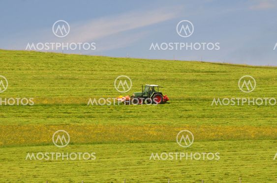 tractor cutting meadow