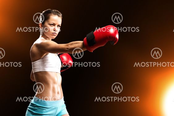 portrait of a woman boxer