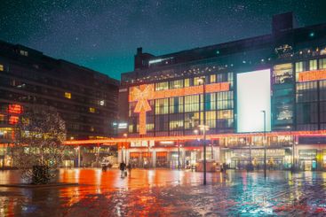 Helsinki, Finland. Shopping Centre In Night Evening...