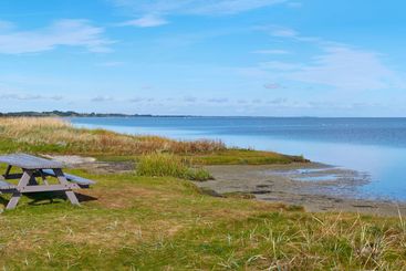 Sea, grass and beach banner in nature for travel,...