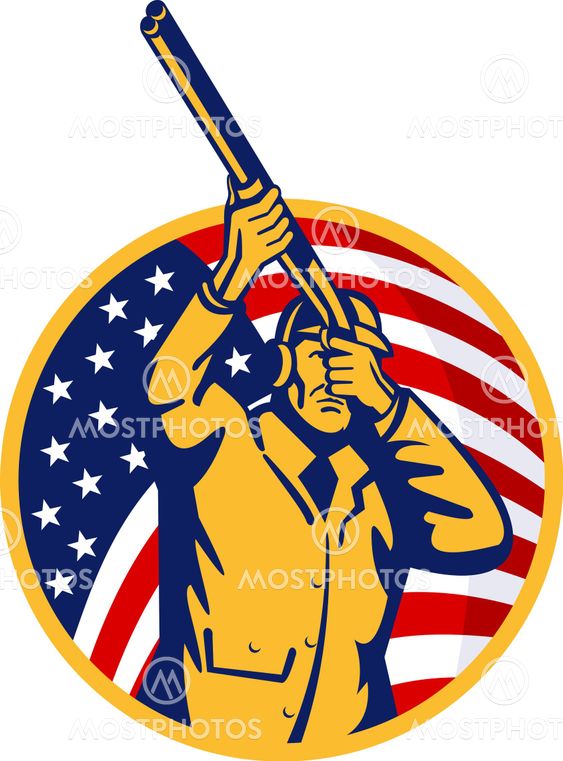 American Hunter aiming a shotgun rifle