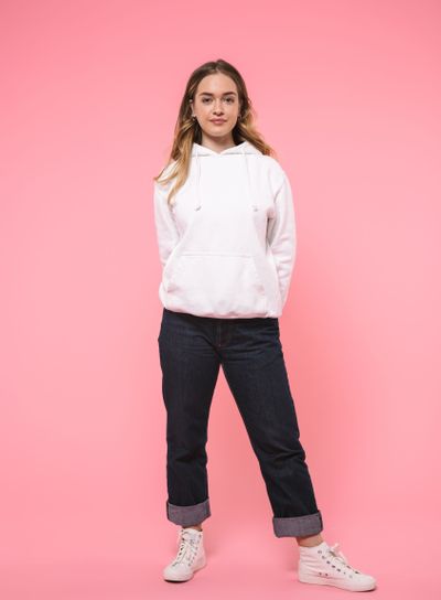 Full length image of Smiling woman wearing in casual...