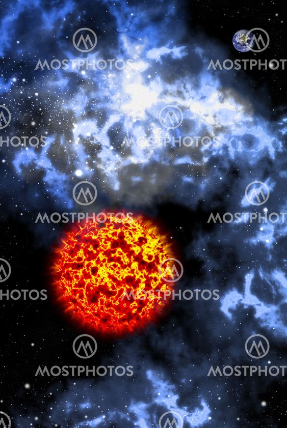 Big sun with orion in the space
