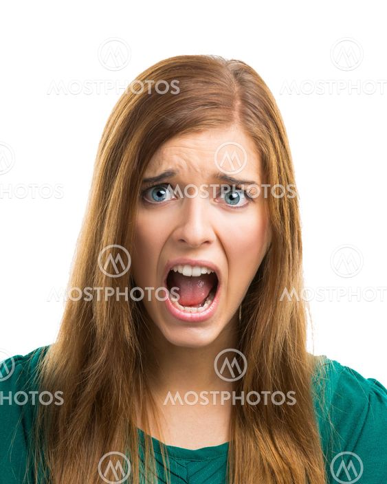 Beautiful young woman in panic