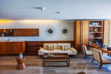 Modern lounge area in luxury Caribbean resort 