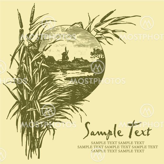 antique card engraving (vector)