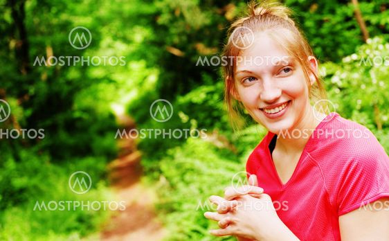 Woman In Red Running
