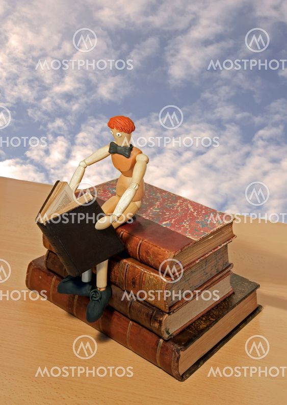 the escape by the reading, reader sat on a shelf travelling in the sky