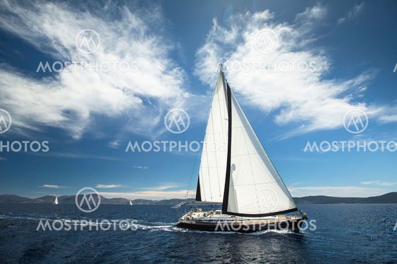 Boat in sailing regatta on the sea. Luxury yachts.