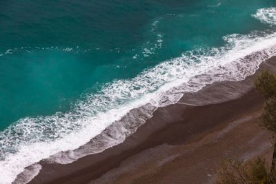 Aerial view of the beach on Amalfi seacoast, Italy
