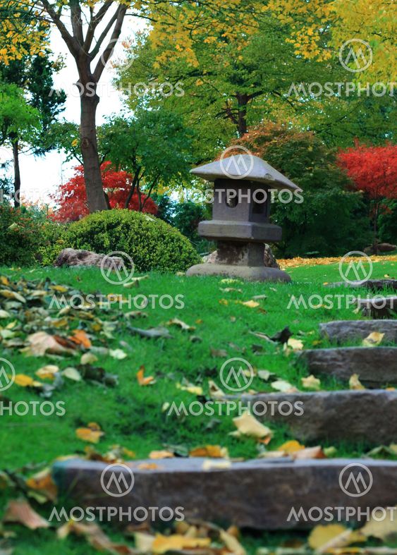 A lantern in a japanese garden