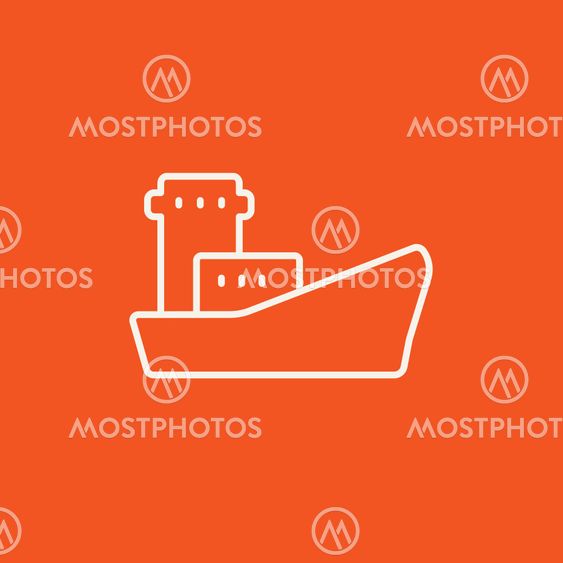 Cargo container ship line icon.
