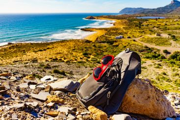 Coast landscape with summer walk equipment, Spain.