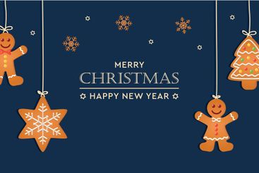 christmas card with hanging gingerbread cookies decoration