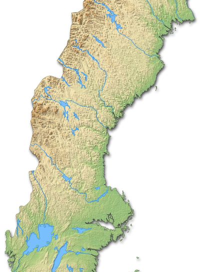 Relief map of Sweden - 3D-Rendering