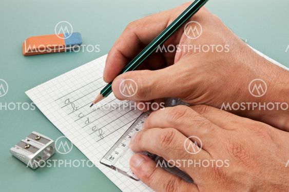Writing in action with hands