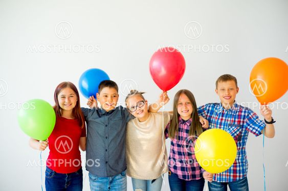 Happy children with balloons