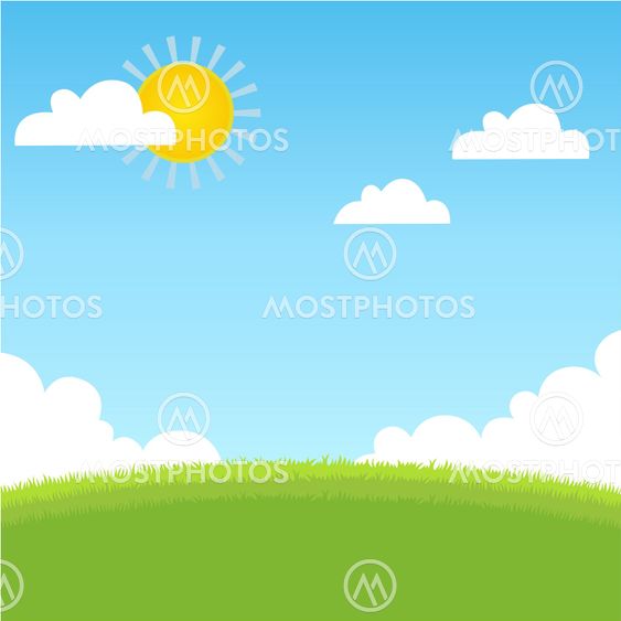 Summer landscape with grass, blue sky