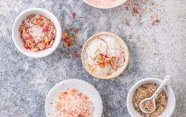 Assortment of different types of salt, sea, himalayan,...