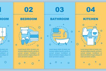 Domestic life onboarding mobile web pages vector template