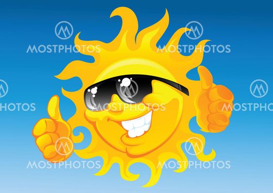 Cartoon sun in sunglasses