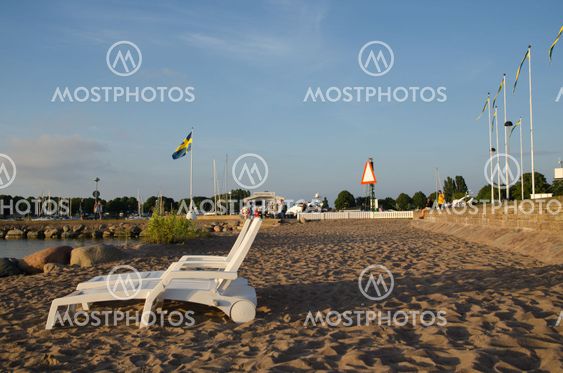 Chairs at the beach at Borgholm City in Sweden