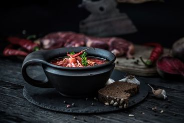 Homemade borsch traditional ukrainian soup