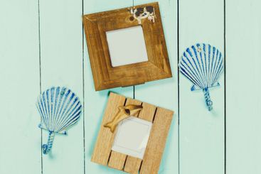 Decoratively designed picture frames and shell shapes...