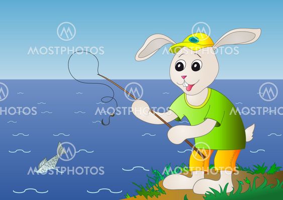Hare fishing, fish is left