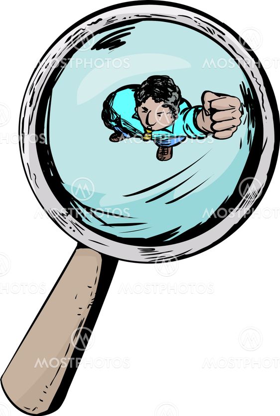 Angry Man Under Magnifying Glass