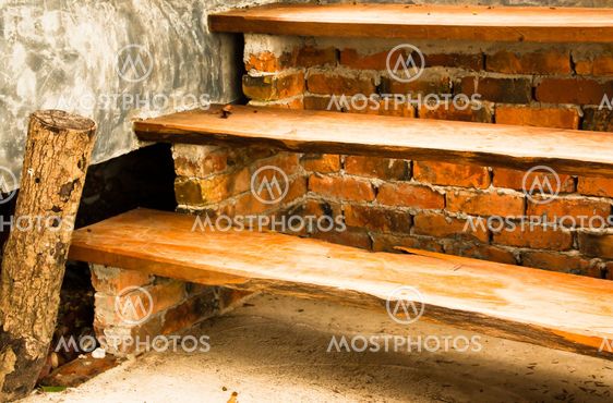 Wooden stairs.