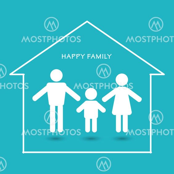 Happy Family parents with children Home icon sign vector