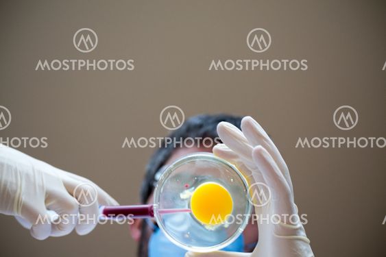 Scientist fertilizing an egg