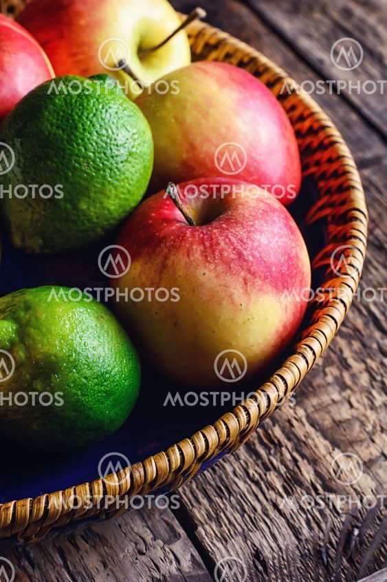 Basket with different fruits